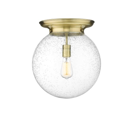 A large image of the Innovations Lighting 221-1F-16-14 Beacon Flush Antique Brass / Seedy