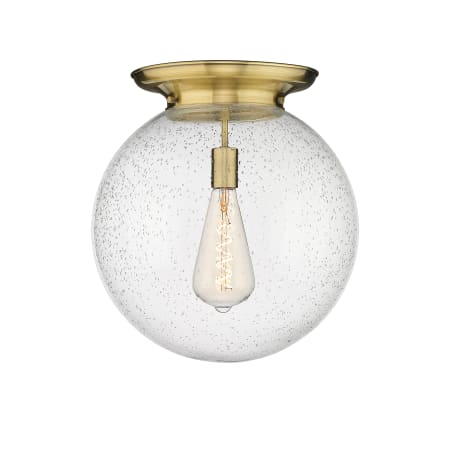 A large image of the Innovations Lighting 221-1F-18-16 Beacon Flush Antique Brass / Seedy