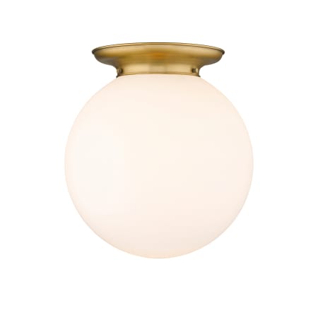 A large image of the Innovations Lighting 221-1F-18-16 Beacon Flush Brushed Brass / Matte White