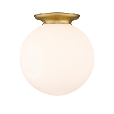 A large image of the Innovations Lighting 221-1F-20-18 Beacon Flush Brushed Brass / Matte White