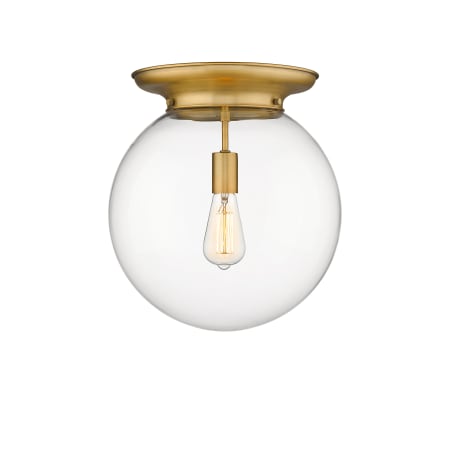 A large image of the Innovations Lighting 221-1F-16-14 Beacon Flush Brushed Brass / Clear