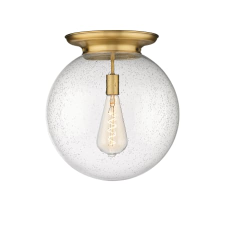 A large image of the Innovations Lighting 221-1F-18-16 Beacon Flush Brushed Brass / Seedy