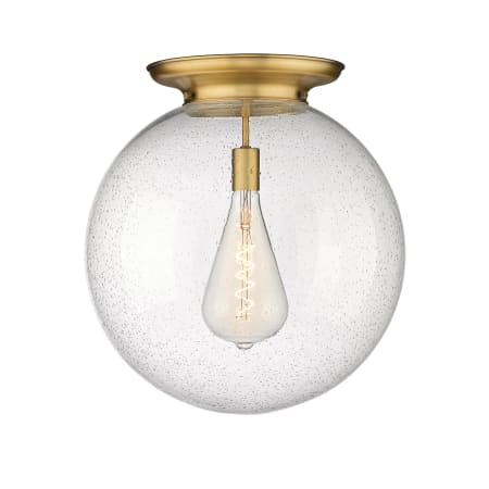 A large image of the Innovations Lighting 221-1F-20-18 Beacon Flush Brushed Brass / Seedy