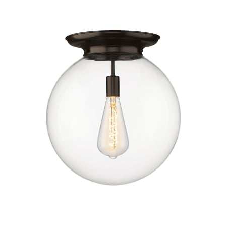 A large image of the Innovations Lighting 221-1F-18-16 Beacon Flush Oiled Brass / Clear