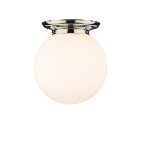A large image of the Innovations Lighting 221-1F-16-14 Beacon Flush Polished Nickel / Matte White