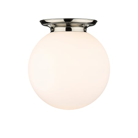 A large image of the Innovations Lighting 221-1F-18-16 Beacon Flush Polished Nickel / Matte White