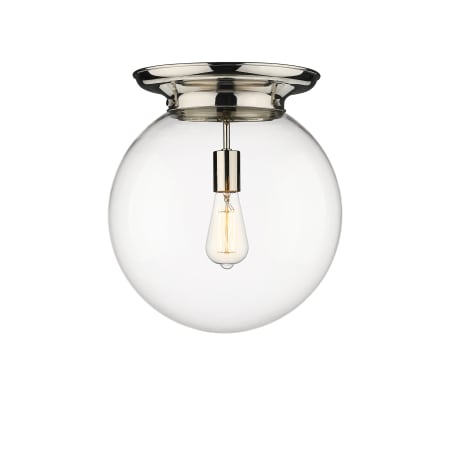 A large image of the Innovations Lighting 221-1F-16-14 Beacon Flush Polished Nickel / Clear