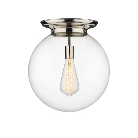 A large image of the Innovations Lighting 221-1F-18-16 Beacon Flush Polished Nickel / Clear