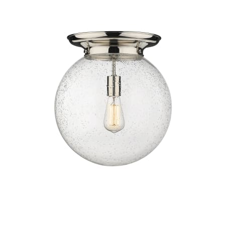 A large image of the Innovations Lighting 221-1F-16-14 Beacon Flush Polished Nickel / Seedy