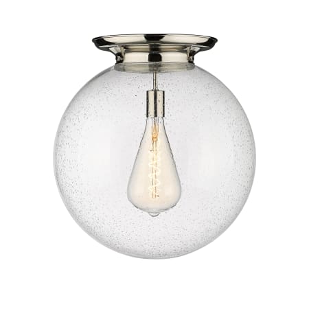 A large image of the Innovations Lighting 221-1F-20-18 Beacon Flush Polished Nickel / Seedy