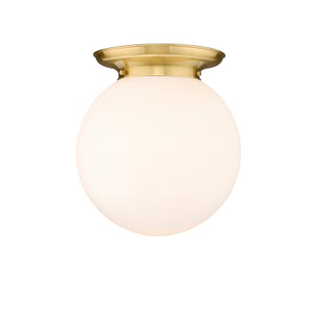 A large image of the Innovations Lighting 221-1F-16-14 Beacon Flush Satin Gold / Matte White