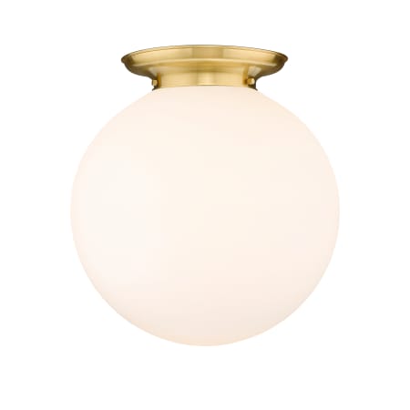 A large image of the Innovations Lighting 221-1F-20-18 Beacon Flush Satin Gold / Matte White