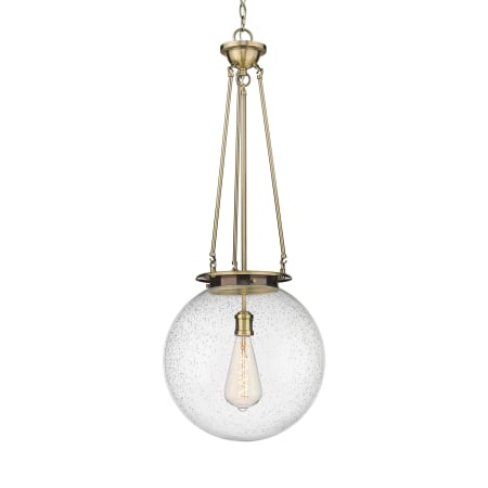 A large image of the Innovations Lighting 221-1P-40-16 Beacon Pendant Antique Brass / Seedy