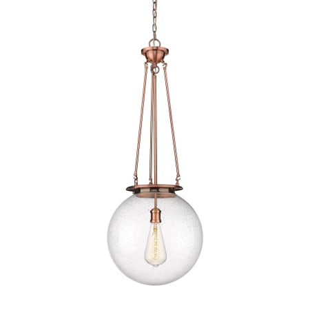 A large image of the Innovations Lighting 221-1P-40-16 Beacon Pendant Antique Copper / Seedy