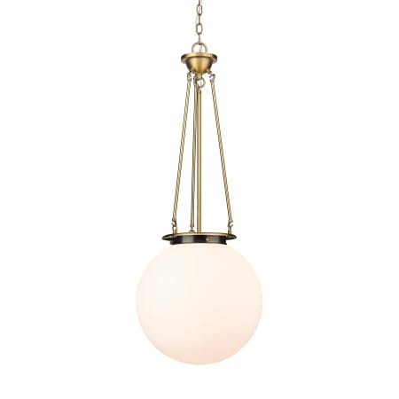 A large image of the Innovations Lighting 221-1P-40-16 Beacon Pendant Brushed Brass / Matte White