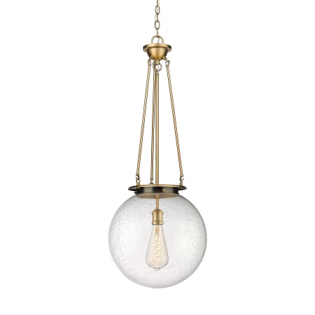 A large image of the Innovations Lighting 221-1P-40-16 Beacon Pendant Brushed Brass / Seedy