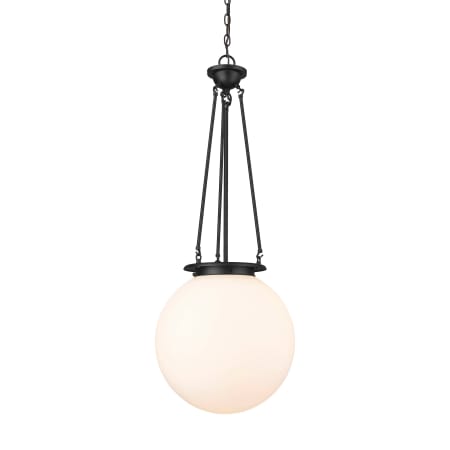 A large image of the Innovations Lighting 221-1P-40-16 Beacon Pendant Matte Black / Matte White