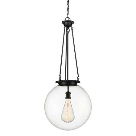 A large image of the Innovations Lighting 221-1P-42-18 Beacon Pendant Matte Black / Clear