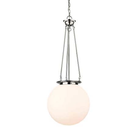 A large image of the Innovations Lighting 221-1P-40-16 Beacon Pendant Polished Chrome / Matte White