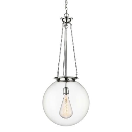 A large image of the Innovations Lighting 221-1P-42-18 Beacon Pendant Polished Chrome / Clear