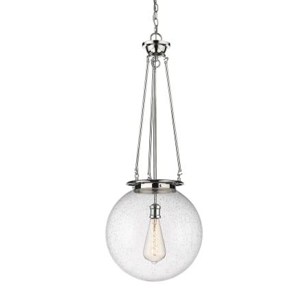 A large image of the Innovations Lighting 221-1P-40-16 Beacon Pendant Polished Chrome / Seedy