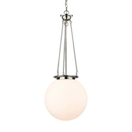 A large image of the Innovations Lighting 221-1P-40-16 Beacon Pendant Polished Nickel / Matte White