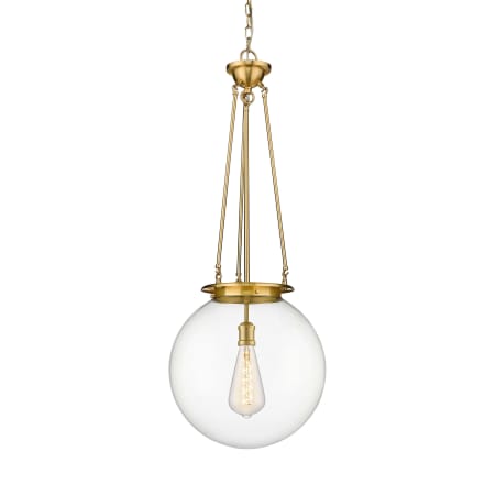 A large image of the Innovations Lighting 221-1P-40-16 Beacon Pendant Satin Gold / Clear