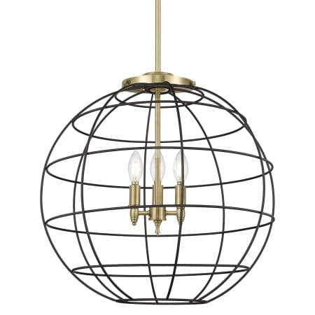 A large image of the Innovations Lighting 221-3S-25-22 Lake Placid Pendant Antique Brass / Matte Black