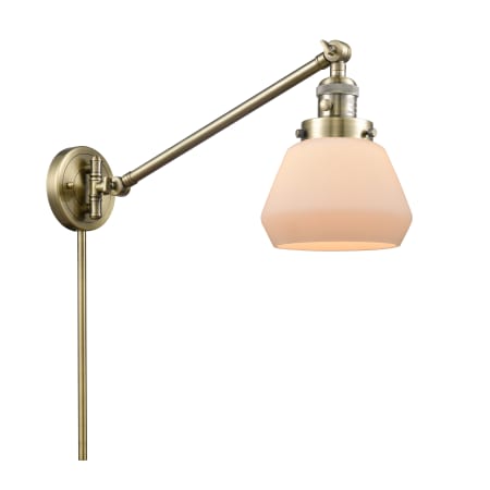 A large image of the Innovations Lighting 237 Fulton Antique Brass / Matte White