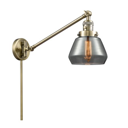 A large image of the Innovations Lighting 237 Fulton Antique Brass / Smoke