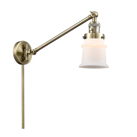 A large image of the Innovations Lighting 237 Small Canton Antique Brass / Matte White