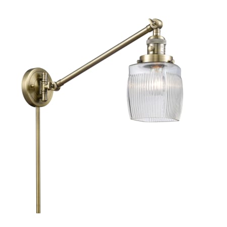 A large image of the Innovations Lighting 237 Colton Antique Brass / Thick Clear Halophane