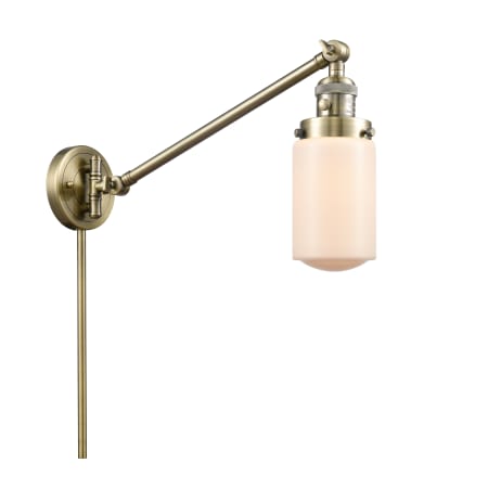 A large image of the Innovations Lighting 237 Dover Antique Brass / Matte White Cased