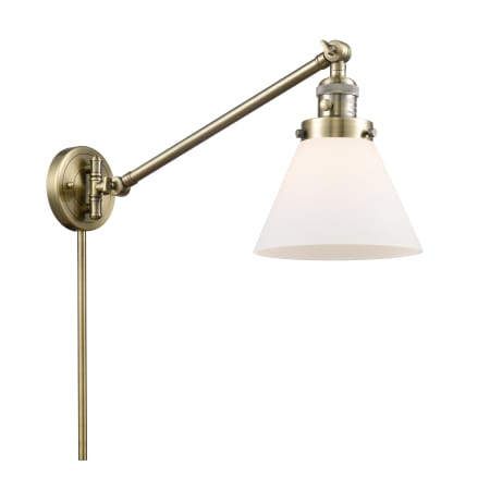 A large image of the Innovations Lighting 237 Large Cone Antique Brass / Matte White