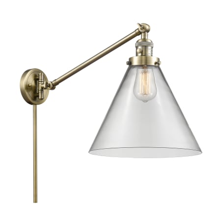 A large image of the Innovations Lighting 237 X-Large Cone Antique Brass / Clear