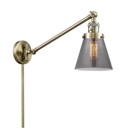 A large image of the Innovations Lighting 237 Small Cone Antique Brass / Plated Smoke