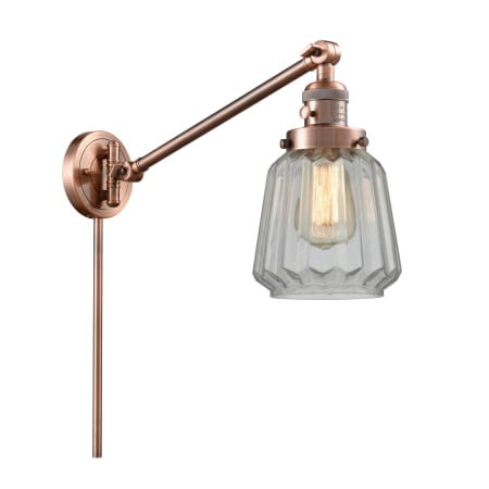 A large image of the Innovations Lighting 237 Chatham Antique Copper / Clear