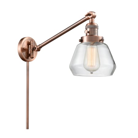 A large image of the Innovations Lighting 237 Fulton Antique Copper / Clear