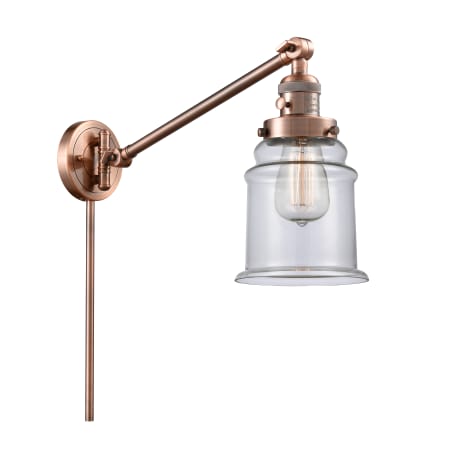 A large image of the Innovations Lighting 237 Canton Antique Copper / Clear