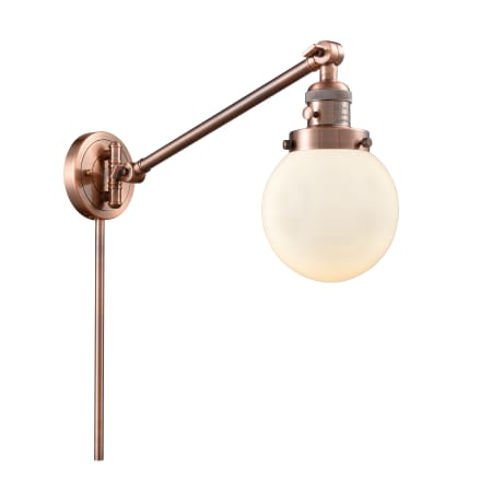 A large image of the Innovations Lighting 237-6 Beacon Antique Copper / Matte White Cased