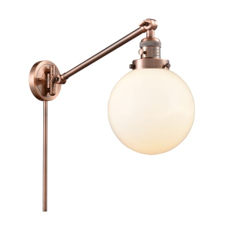 A large image of the Innovations Lighting 237-8 Beacon Antique Copper / Matte White Cased