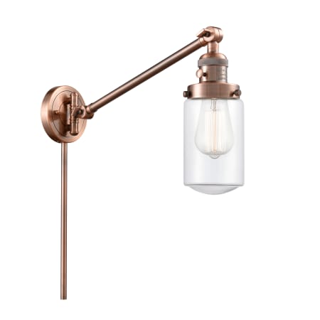 A large image of the Innovations Lighting 237 Dover Antique Copper / Clear