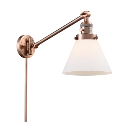 A large image of the Innovations Lighting 237 Large Cone Antique Copper / Matte White Cased