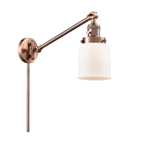 A large image of the Innovations Lighting 237 Small Bell Antique Copper / Matte White Cased