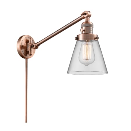 A large image of the Innovations Lighting 237 Small Cone Antique Copper / Clear