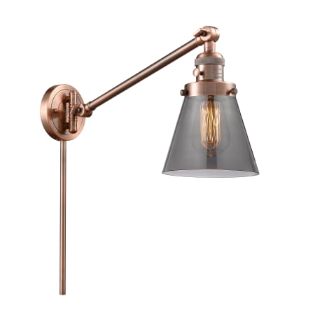 A large image of the Innovations Lighting 237 Small Cone Antique Copper / Smoked