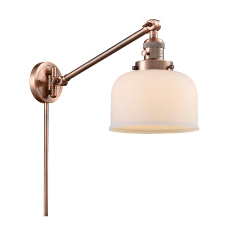 A large image of the Innovations Lighting 237 Large Bell Antique Copper / Matte White Cased