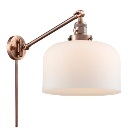 A large image of the Innovations Lighting 237 X-Large Bell Antique Copper / Matte White Cased