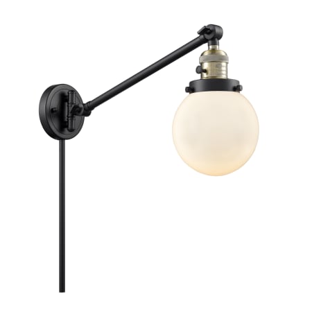 A large image of the Innovations Lighting 237-6 Beacon Black / Antique Brass / Matte White Cased