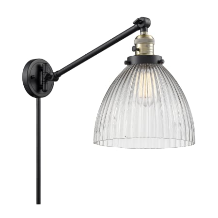 A large image of the Innovations Lighting 237 Seneca Falls Black Antique Brass / Clear